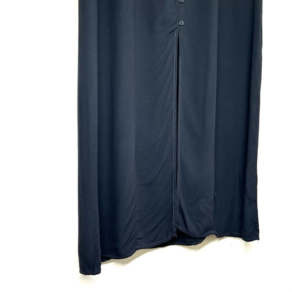 Monrow Black Button Up Flutter Sleeve Lightweight Maxi Dress - Picture 3 of 6